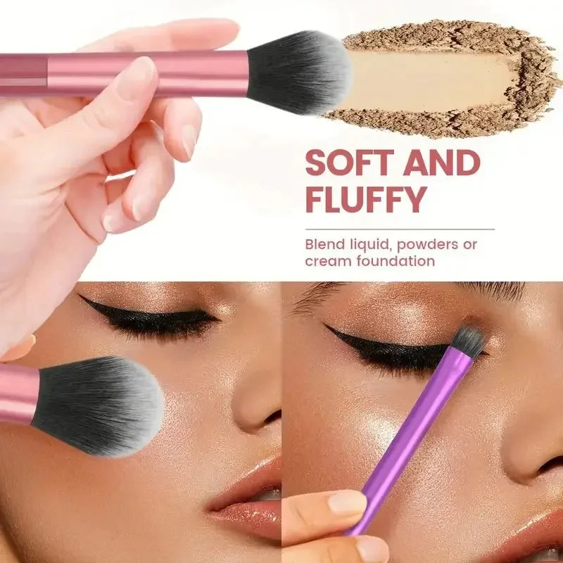 8-Piece Synthetic Makeup Brush Set for Face & Eyes