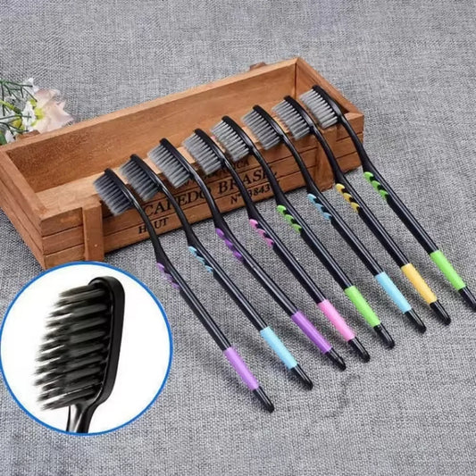 Soft Bristle Bamboo Charcoal Toothbrush Set, 10-Pack