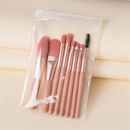 8-Piece Mini Makeup Brush Set For Face And Eyes
