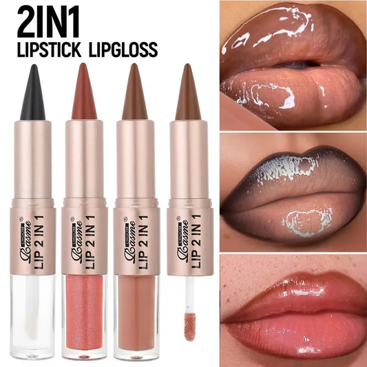 2-in-1 Lip Liner And Gloss Stick Waterproof Long Wear