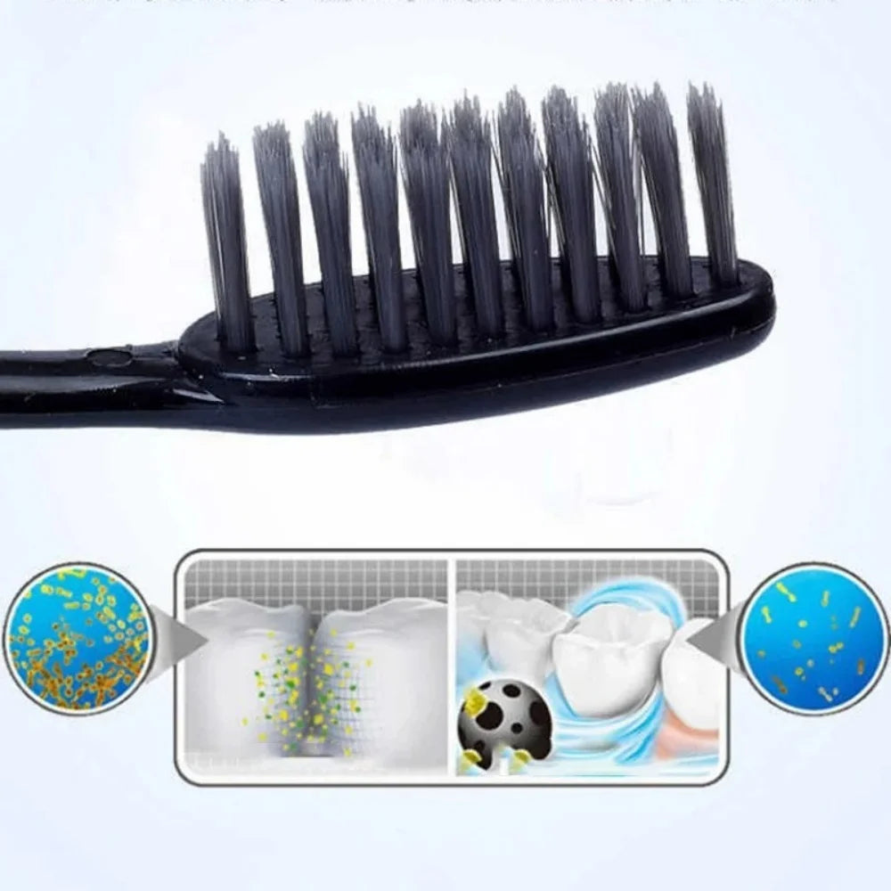 Soft Bristle Bamboo Charcoal Toothbrush Set, 10-Pack