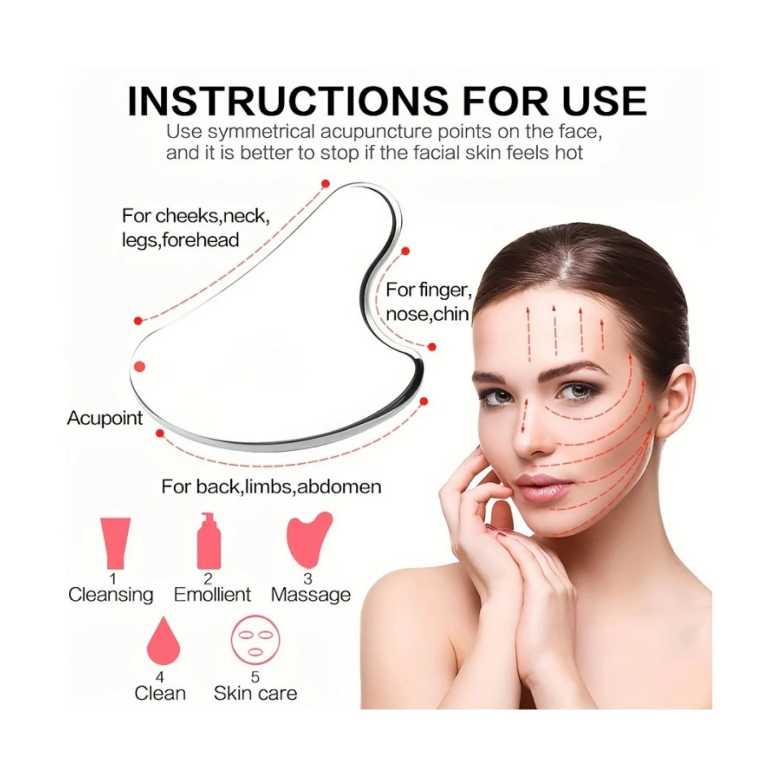 3-Piece Facial Cleansing Set with Ice Roller & Scraper
