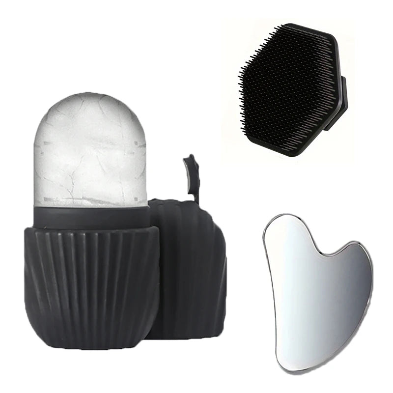 3-Piece Facial Cleansing Set with Ice Roller & Scraper