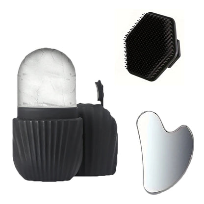 3-Piece Facial Cleansing Set with Ice Roller & Scraper