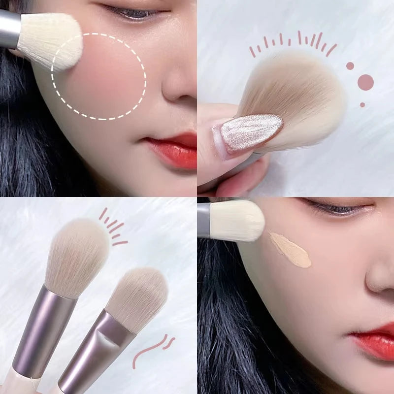 8-Piece Mini Makeup Brush Set For Face And Eyes