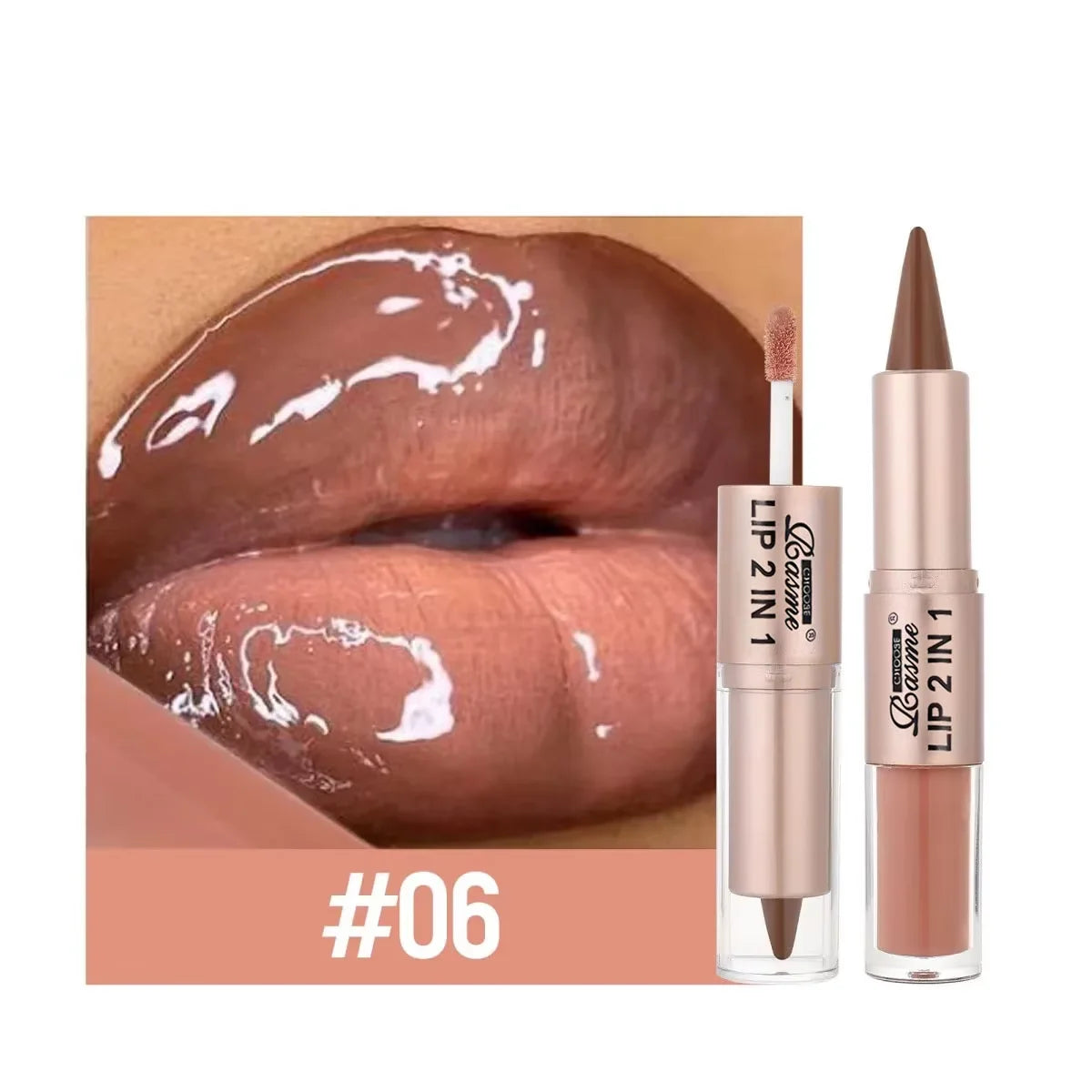 2-in-1 Lip Liner And Gloss Stick Waterproof Long Wear