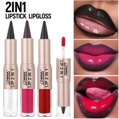 2-in-1 Lip Liner And Gloss Stick Waterproof Long Wear