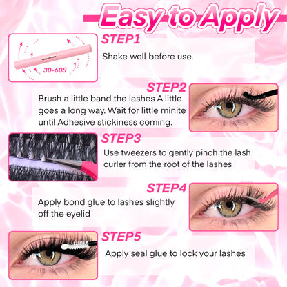 DIY Lash Extension Kit With Clusters, Bond And Seal