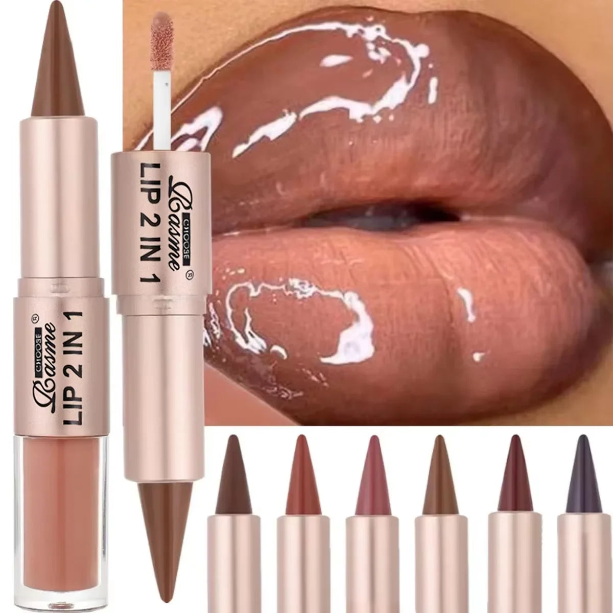 2-in-1 Lip Liner And Gloss Stick Waterproof Long Wear